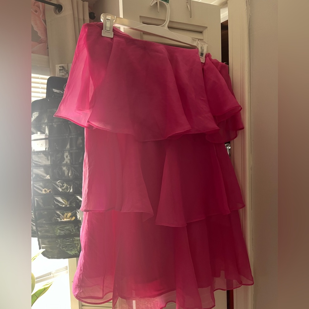 Pink Strapless Ruffle Dress - Picture 3 of 5